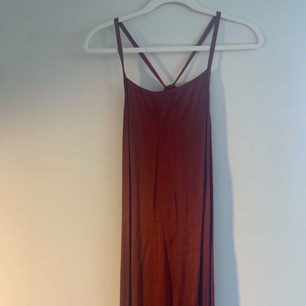 Lacausa burgundy satin midi dress